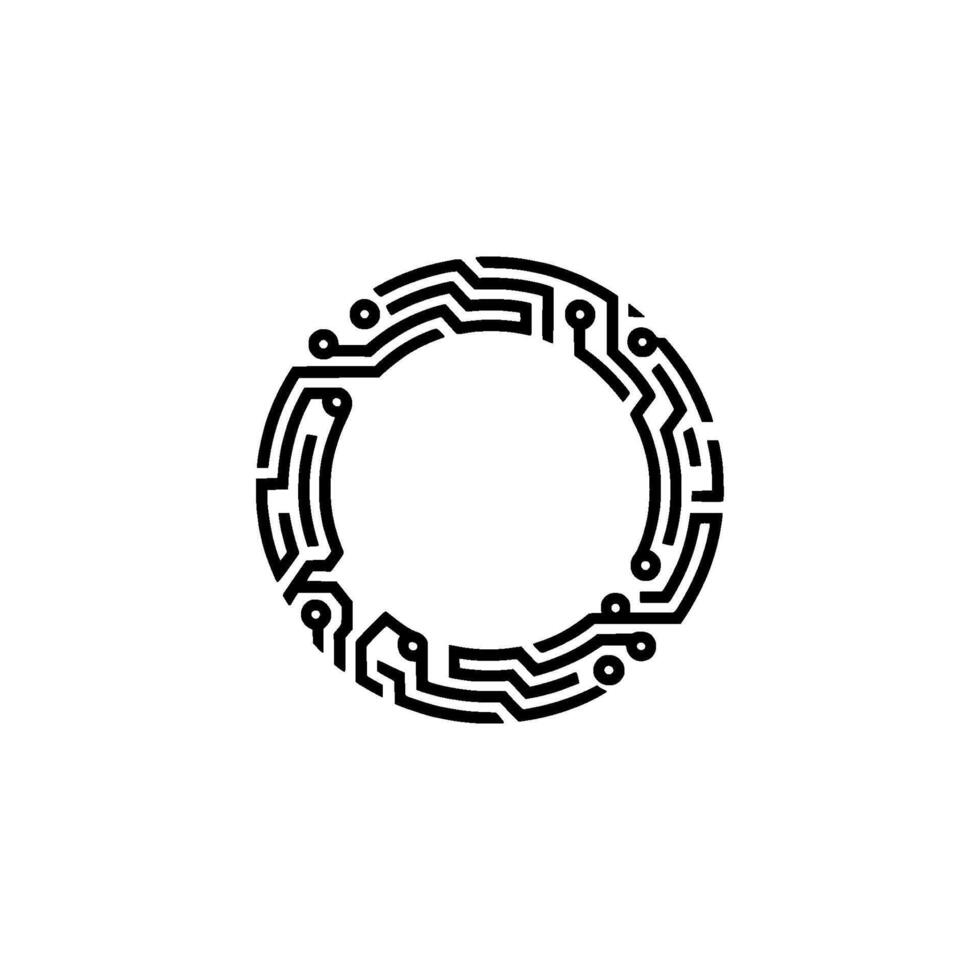 Modern Circuit Board Circle, Tech Concept On White vector