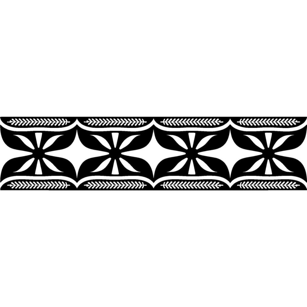 Minimalist Floral Border Pattern In Black And White vector