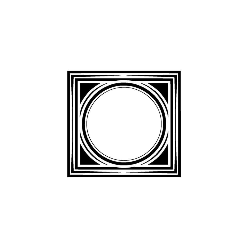 Minimalist Geometric Black And White Circle In Square, Modern Abstract Art vector