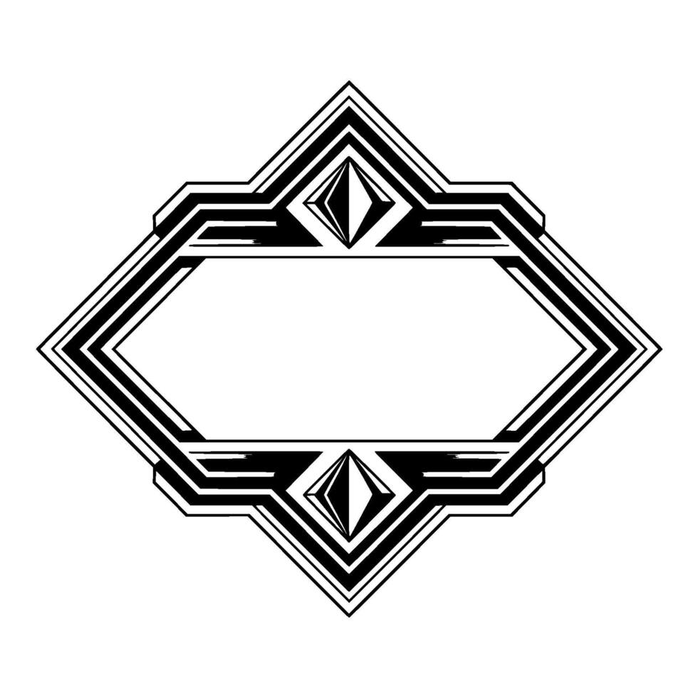 Art Deco Frame Geometric Black White For Invitations, Labels vector