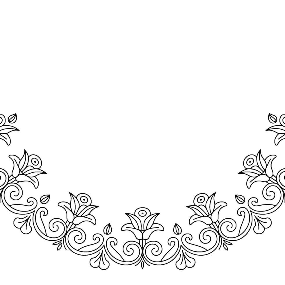 Elegant Floral Border In Black And White, Illustration - Ornament vector