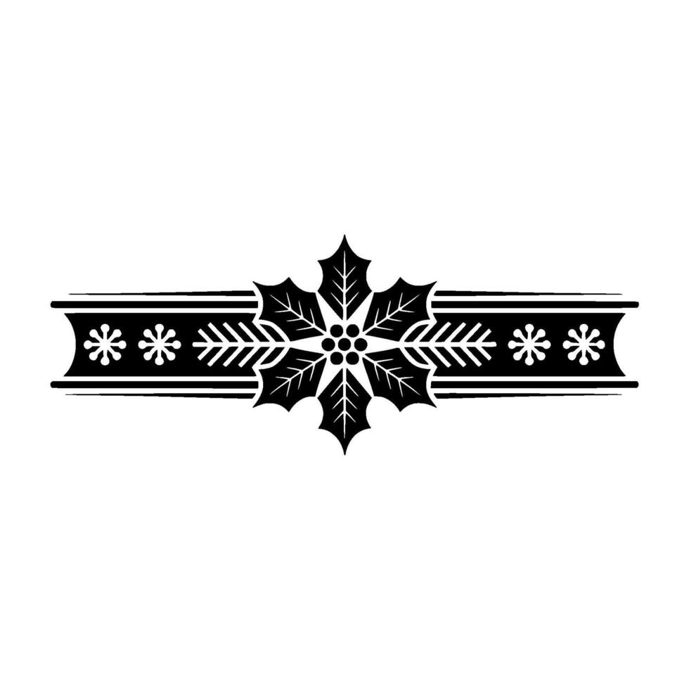 Festive Holly And Snowflake Band Ornament, Black And White vector
