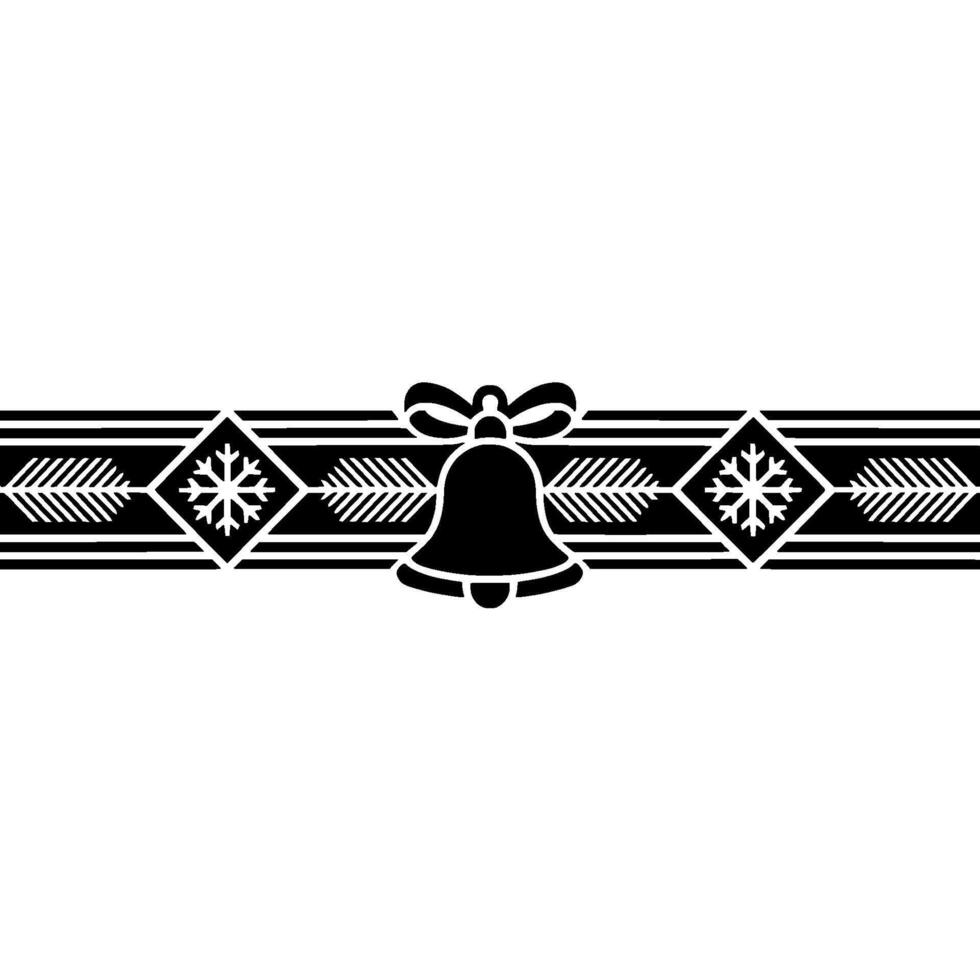 Minimalist Christmas Bell Ornament, Black And White Border vector