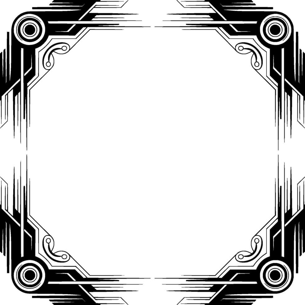 Art Deco Black And White Frame Element Geometric, Illustration vector