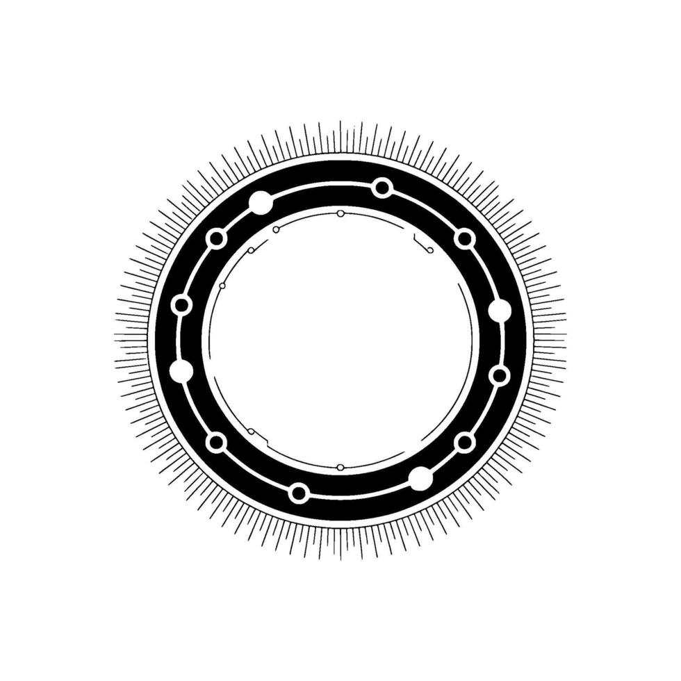 Futuristic Tech Circle Abstract Black And White Element vector