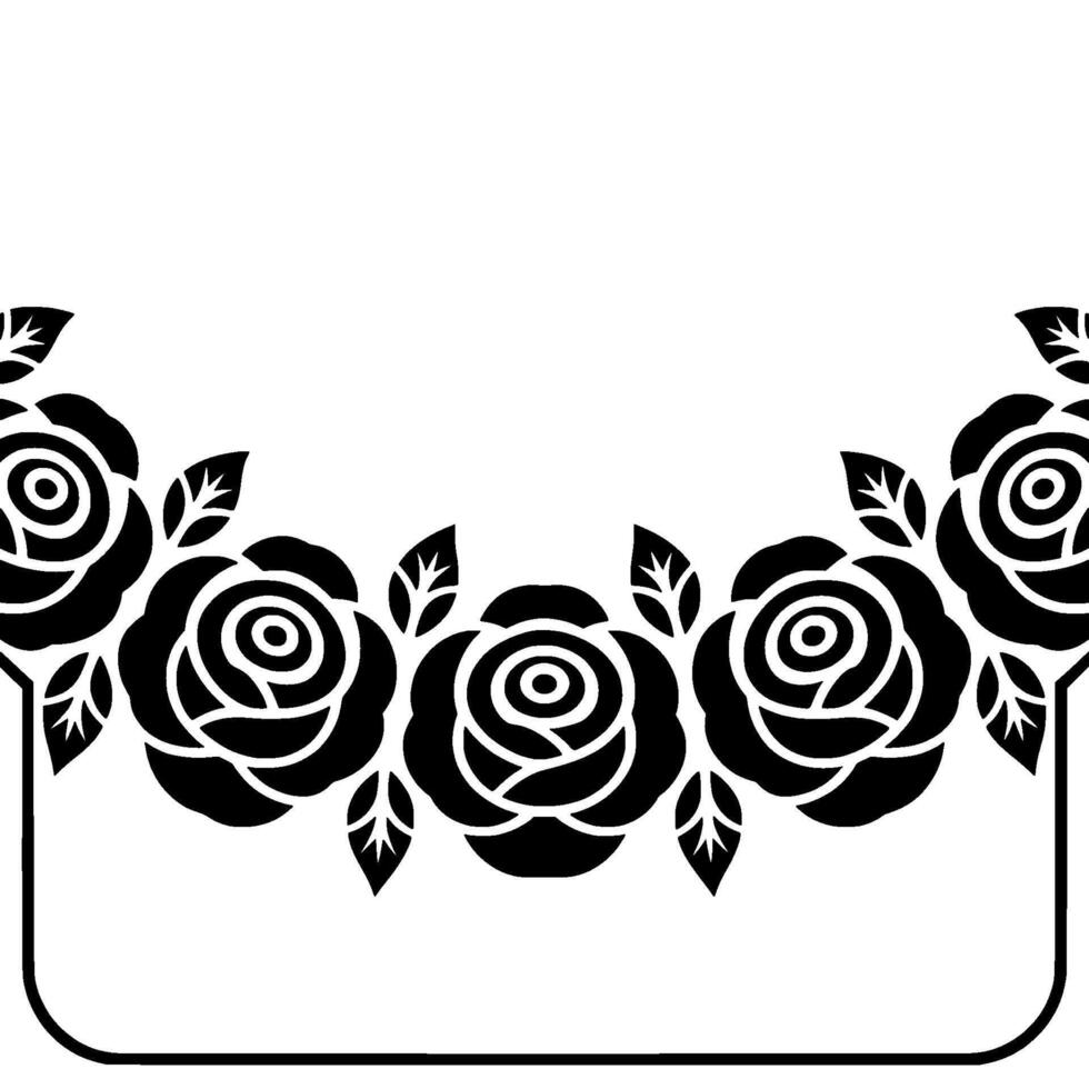 Elegant Black Rose Border On Creamy Backdrop vector
