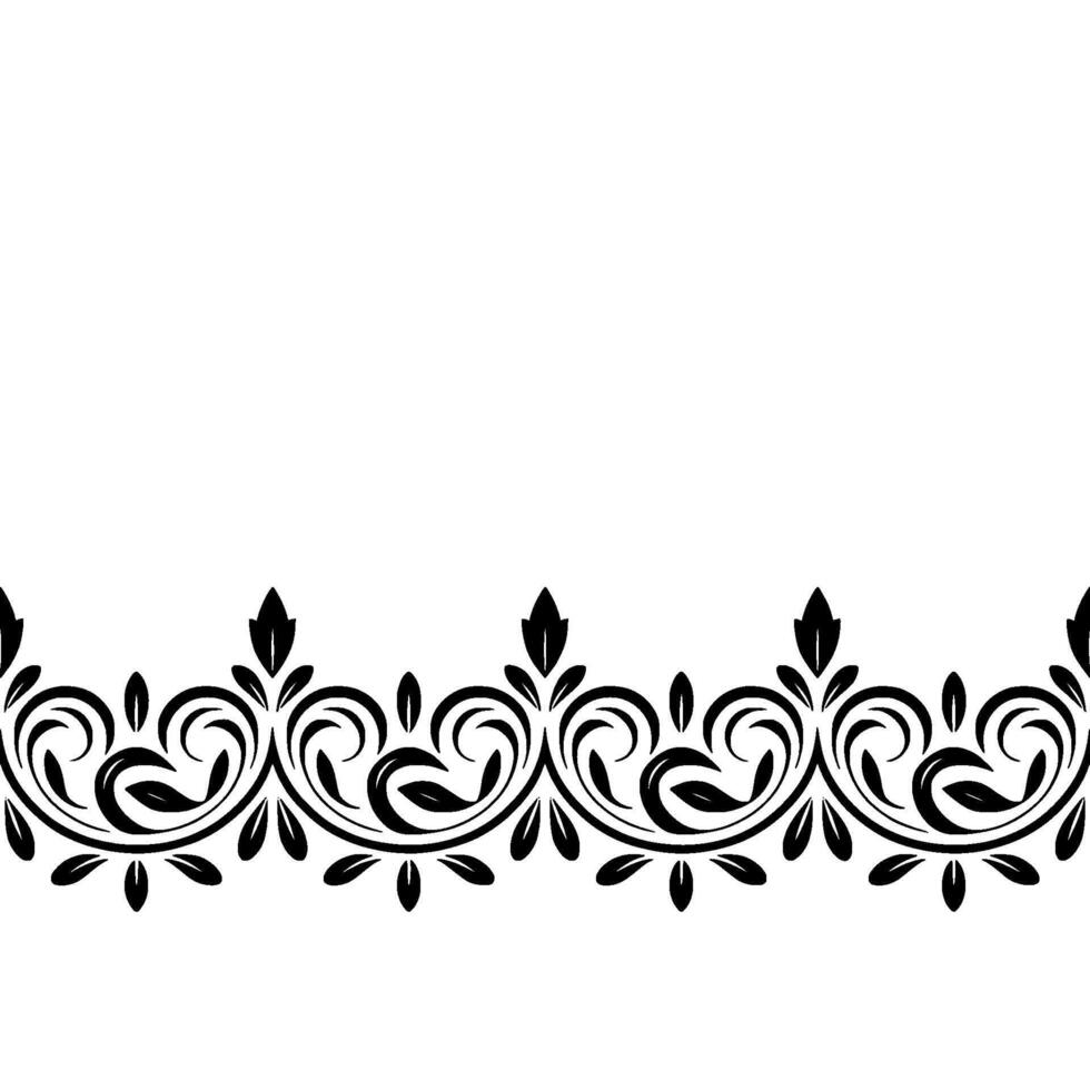 Elegant Black Floral Border On White, Decorative Element - Flourish vector