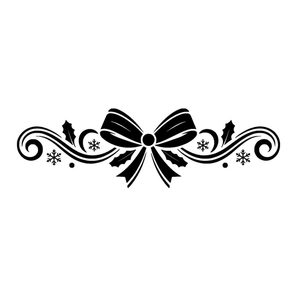 Black White Christmas Ribbon Ornament, Festive vector