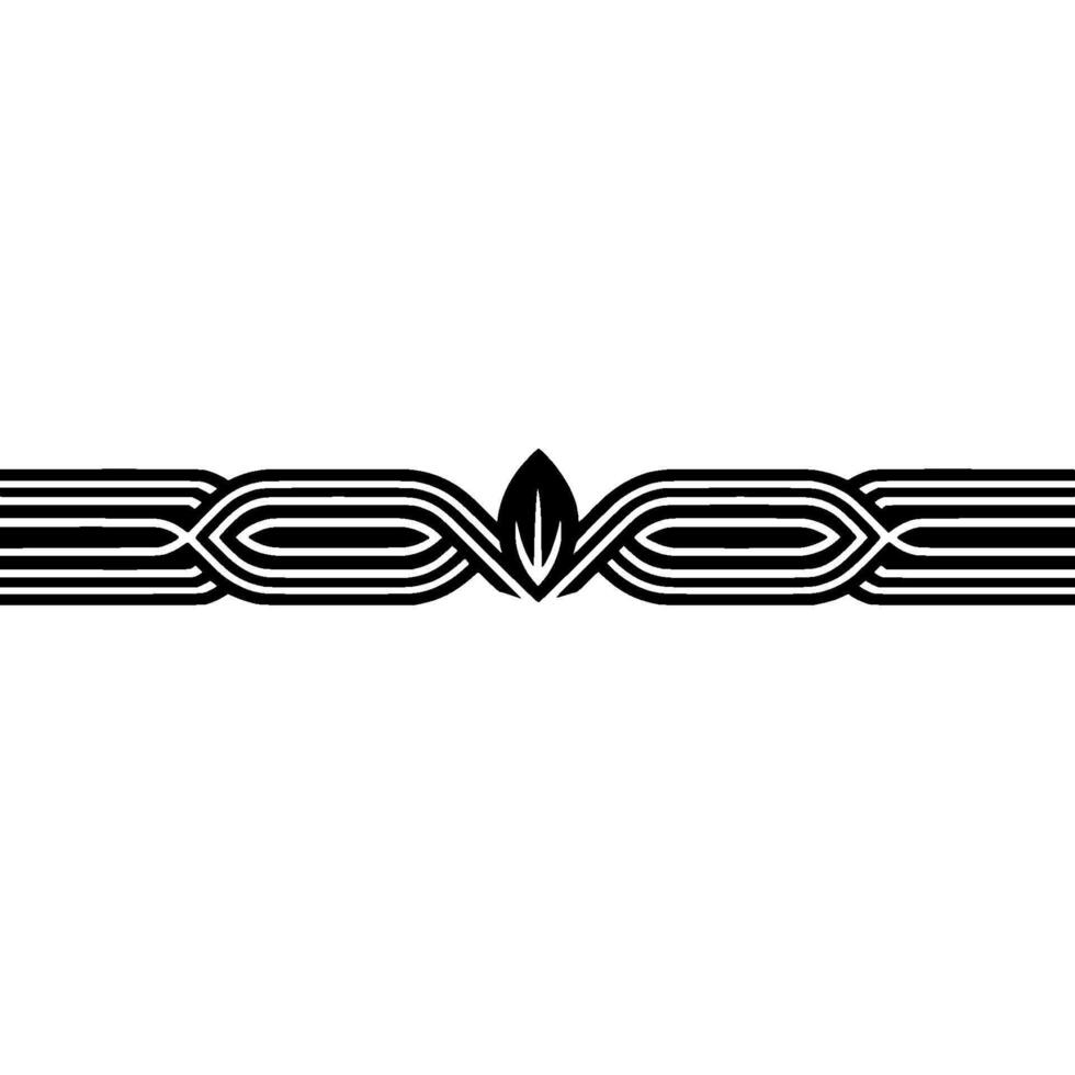 Minimalist Abstract Leaf Element, Black And White Decorative Border vector