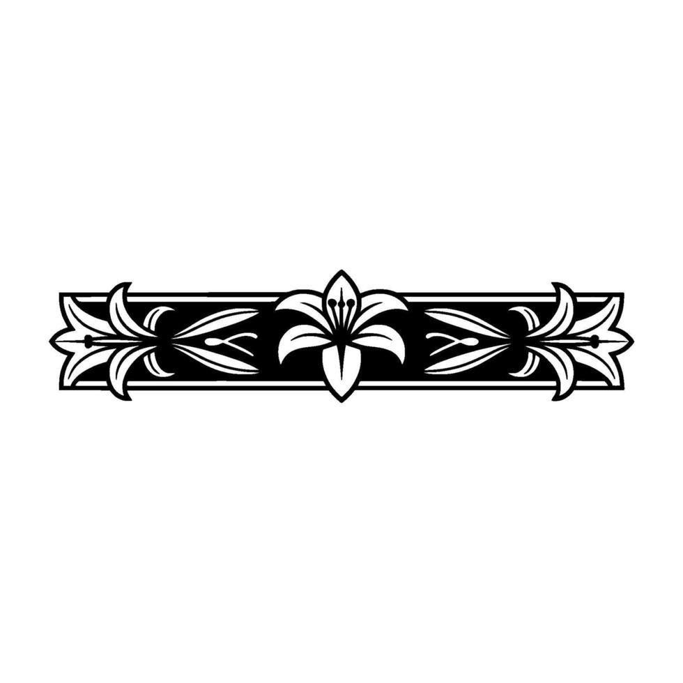 Elegant Lily Floral Border Minimalist In Black And White vector
