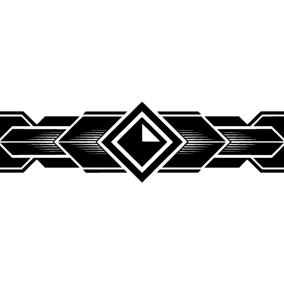 Geometric Art Deco Border Black White Element - Monochrome vector