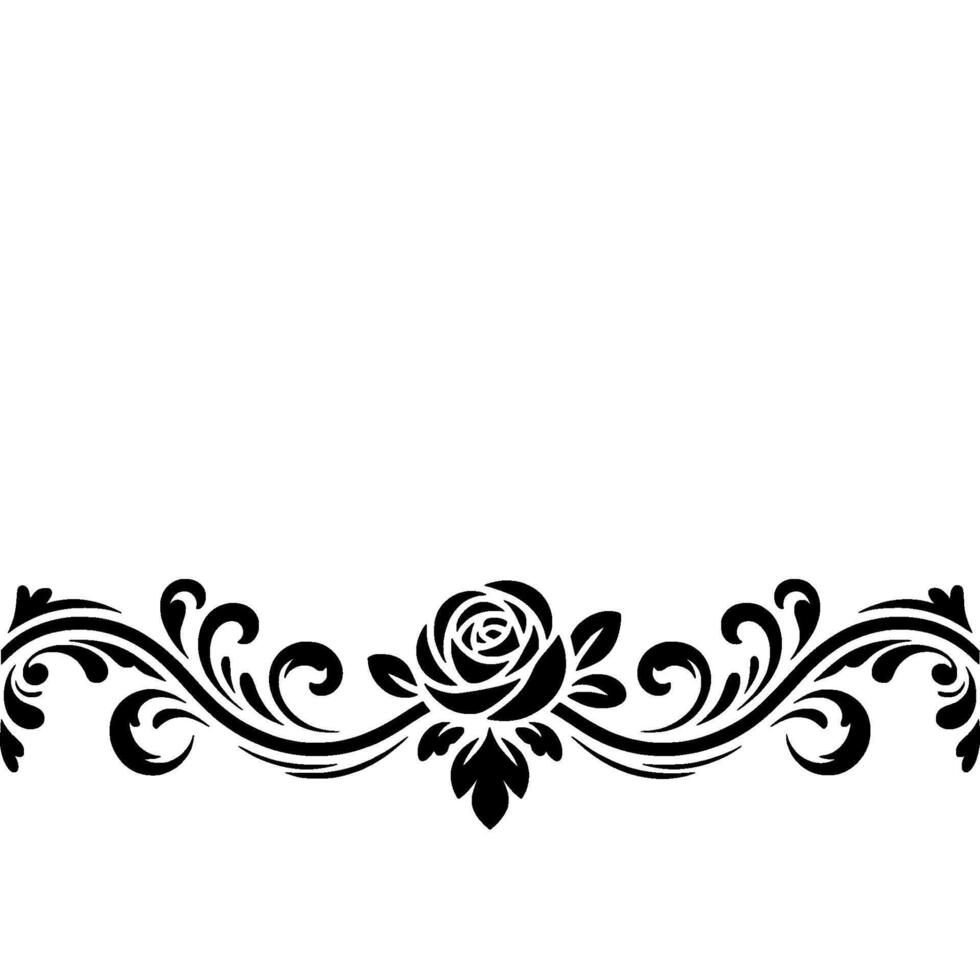 Elegant Black White Rose Floral Border Element vector