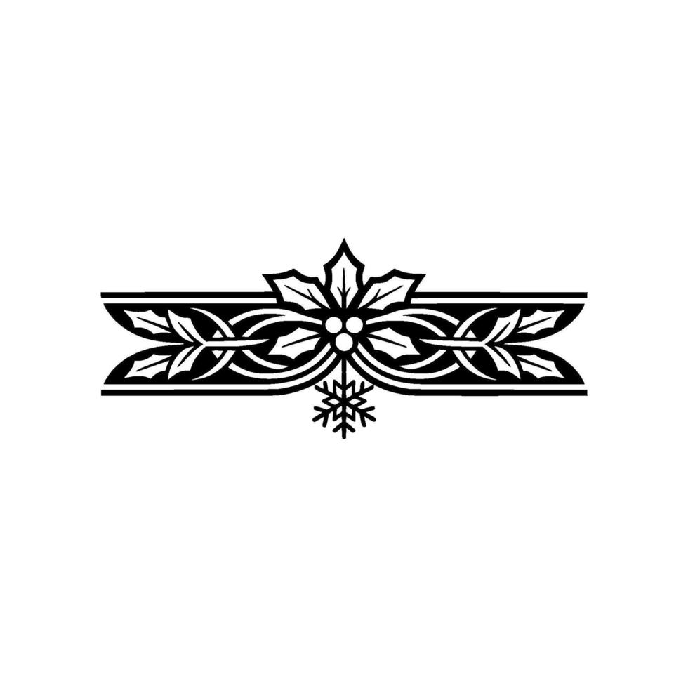 Elegant Christmas Border Holly And Snowflake Ornament vector
