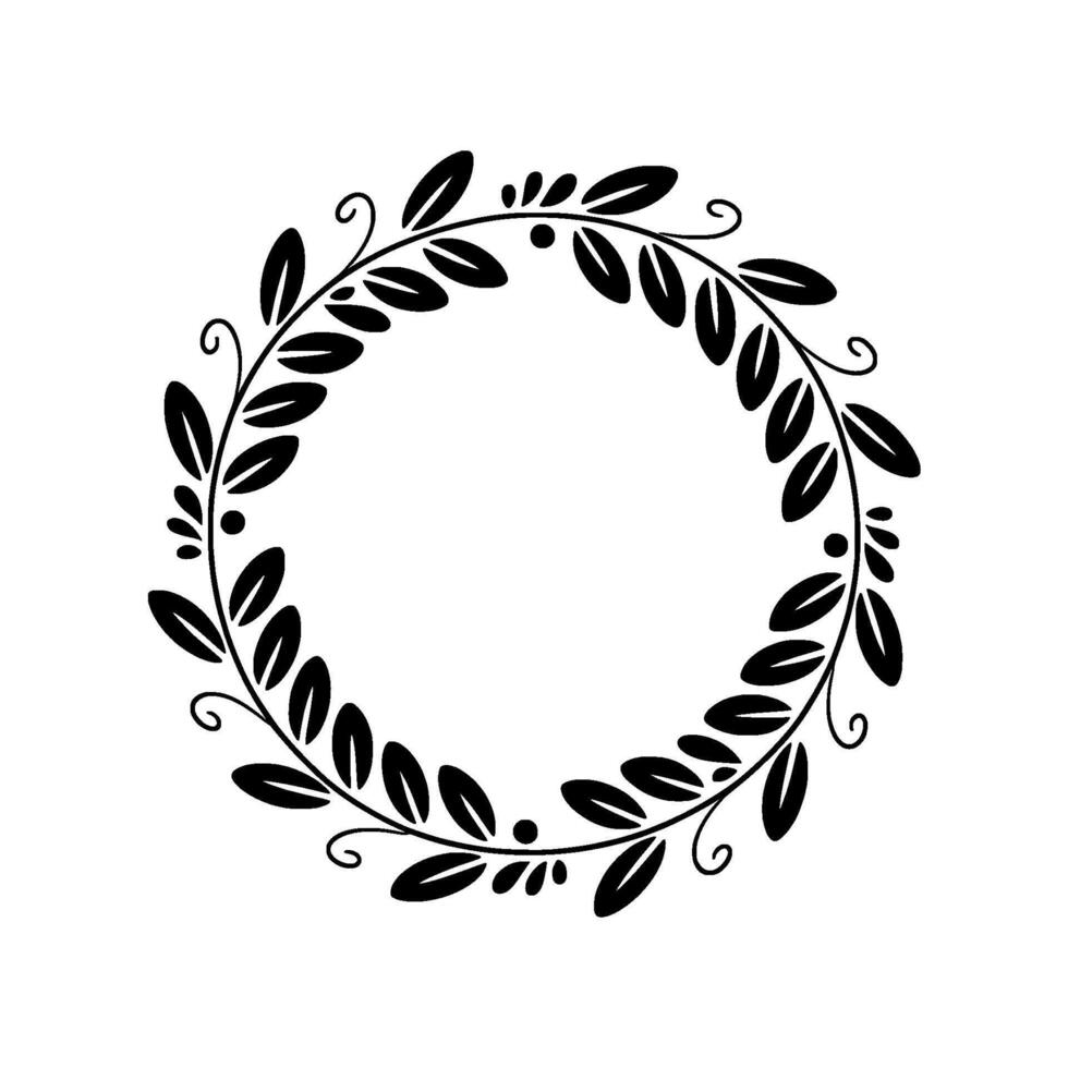 Elegant Black Leaf Wreath On Cream Background vector