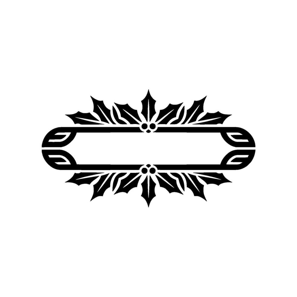 Elegant Christmas Frame With Holly Berries, Black White vector