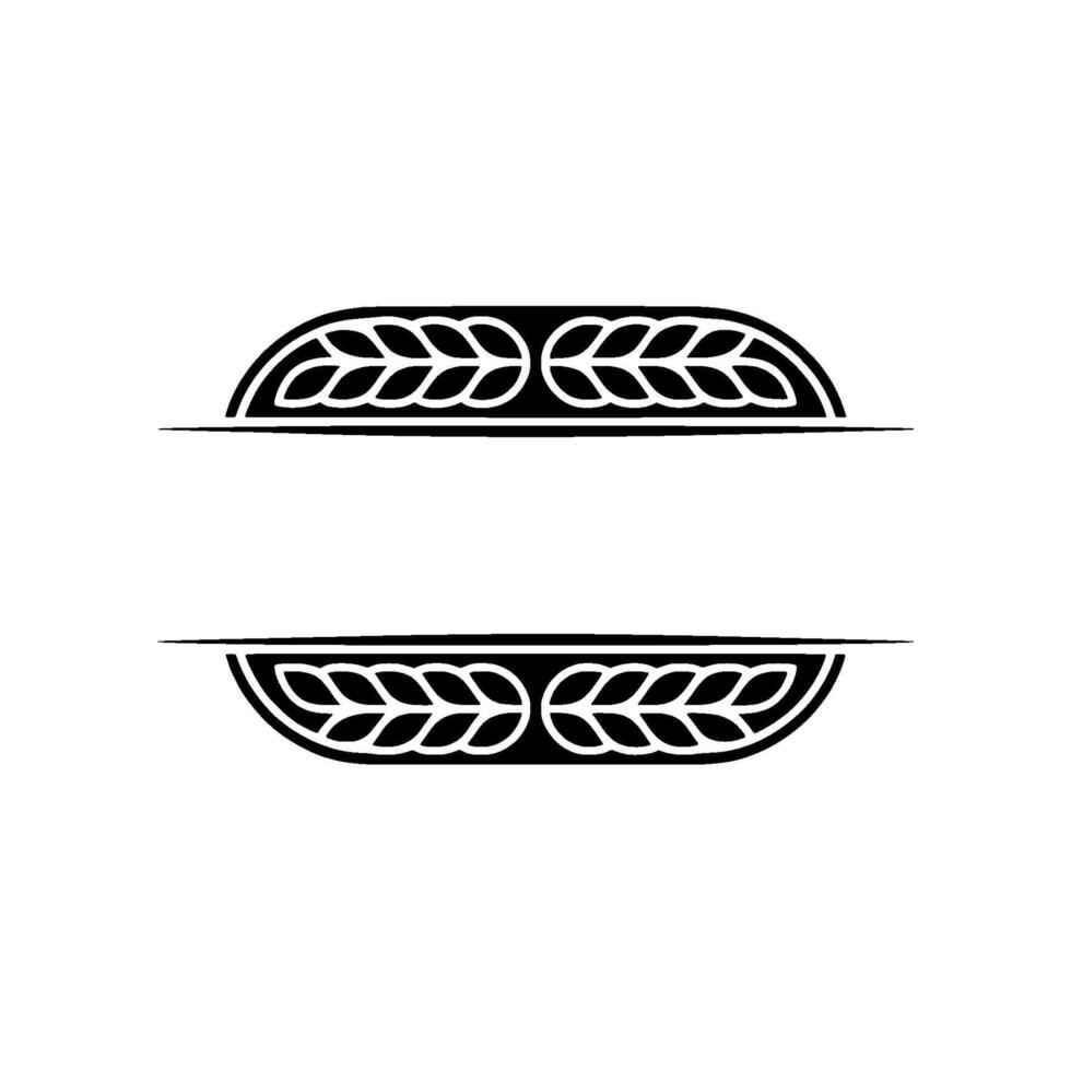 Elegant Black White Laurel Leaf Element On White Background vector
