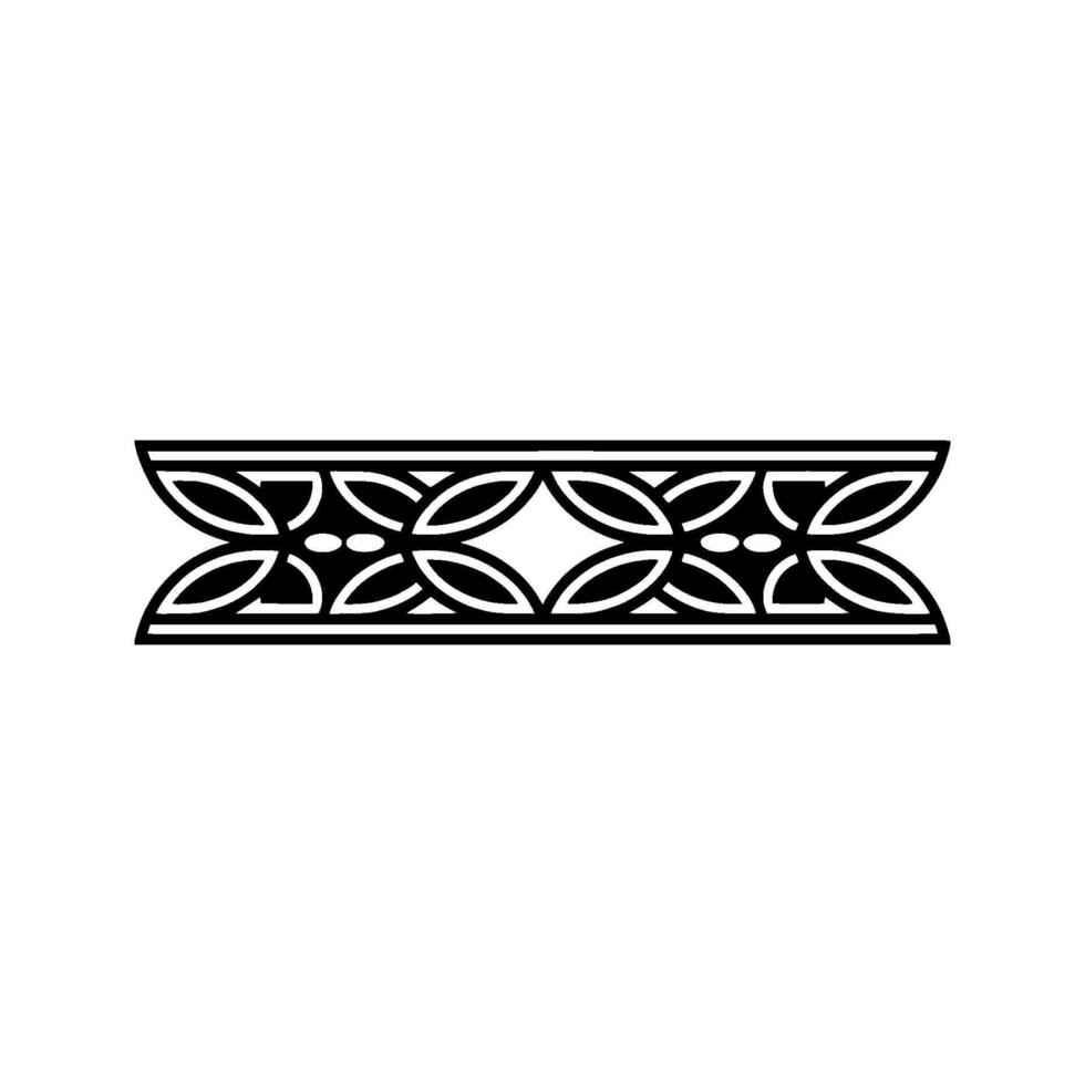 Geometric Black Floral Border, Minimalist On White Background vector