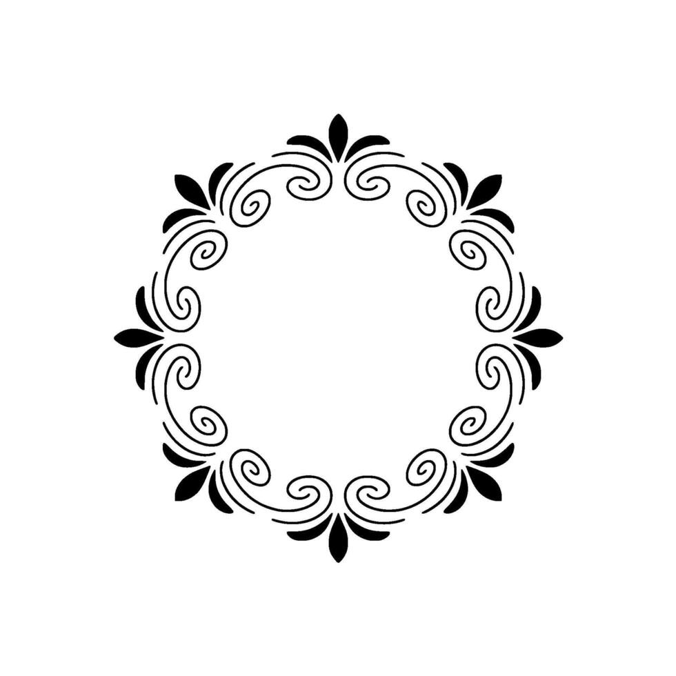 Elegant Black And White Floral Wreath Illustration - Ornament vector