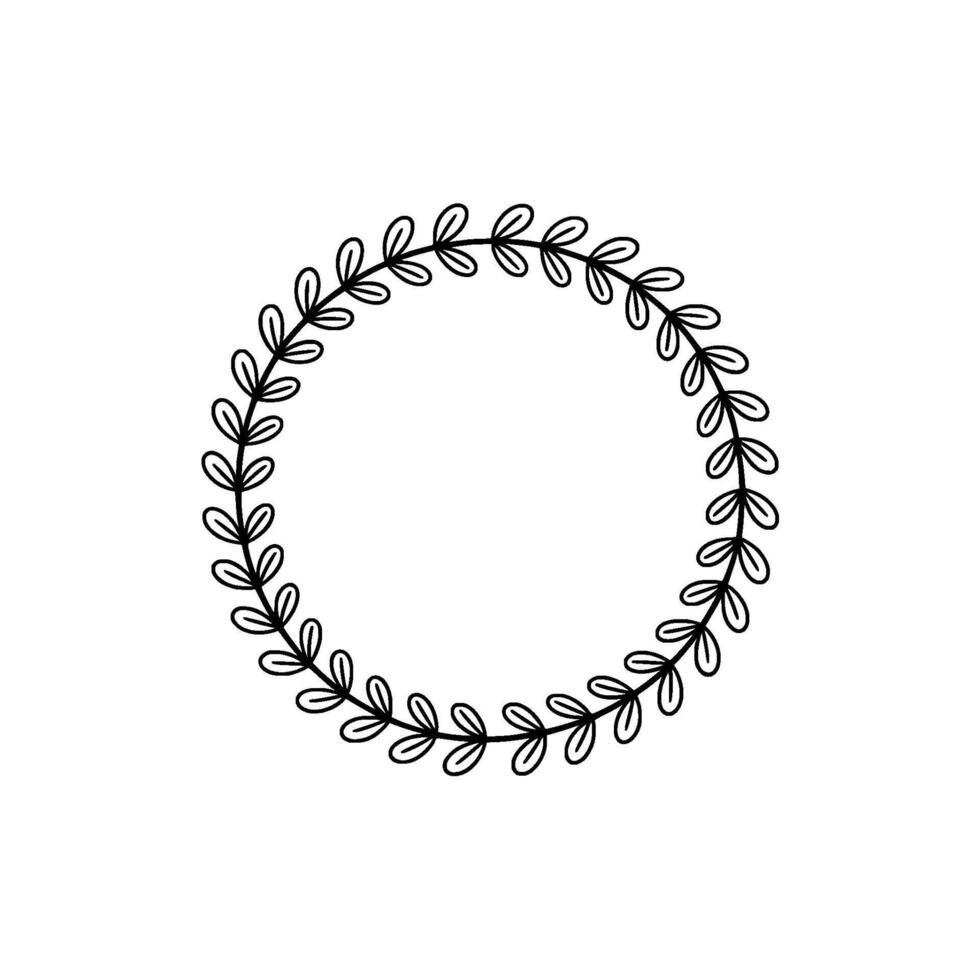 Minimalist Leaf Wreath On Light Background vector