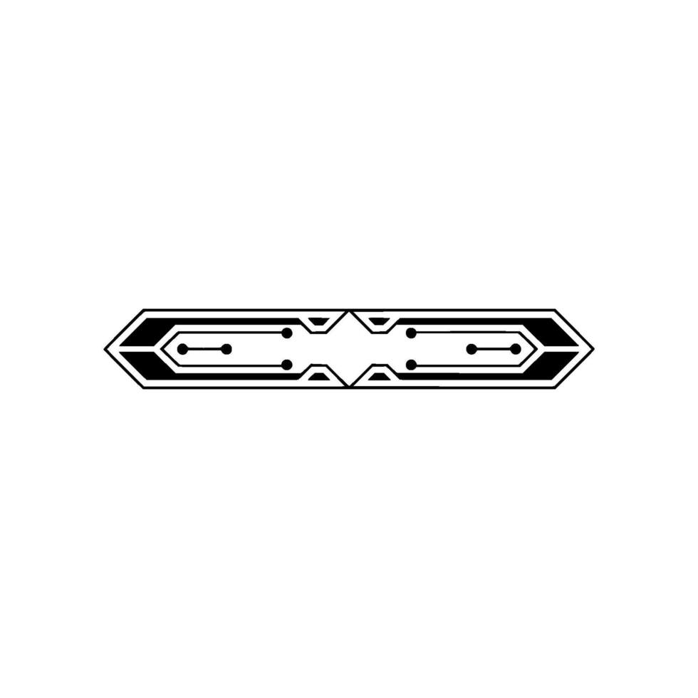 Minimalist Tech Circuitry Bar Geometric Element On White vector