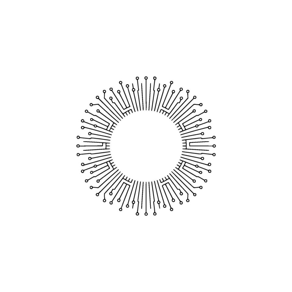 Futuristic Circuit Board Circle, Minimalist Tech Concept vector