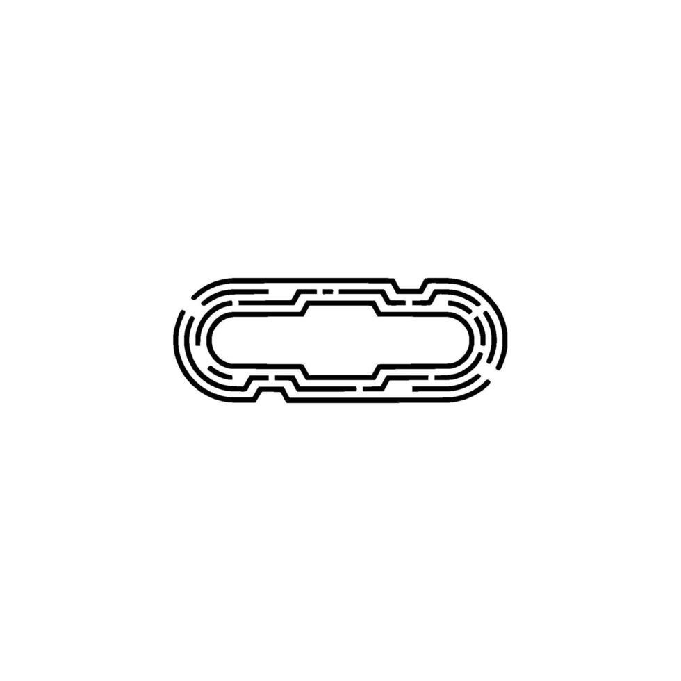 Abstract Oval Chain Link, Geometric Minimalist, Black On White vector