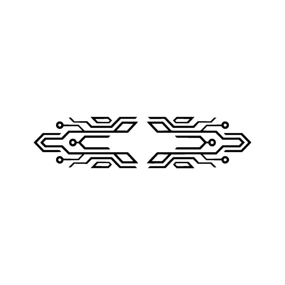 Tech Circuitry Element Futuristic Digital Border On White vector