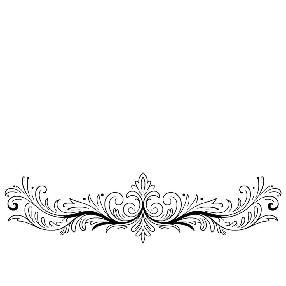 Elegant Black Flourish On White Background - Border vector