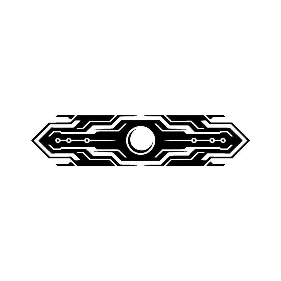 Futuristic Circuit Board Element, Black White, Clean vector