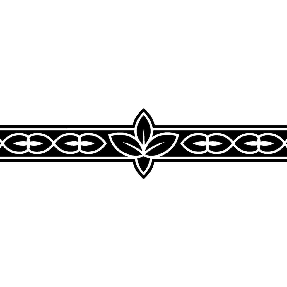 Elegant Black And White Ornamental Border With Leaf Motif vector