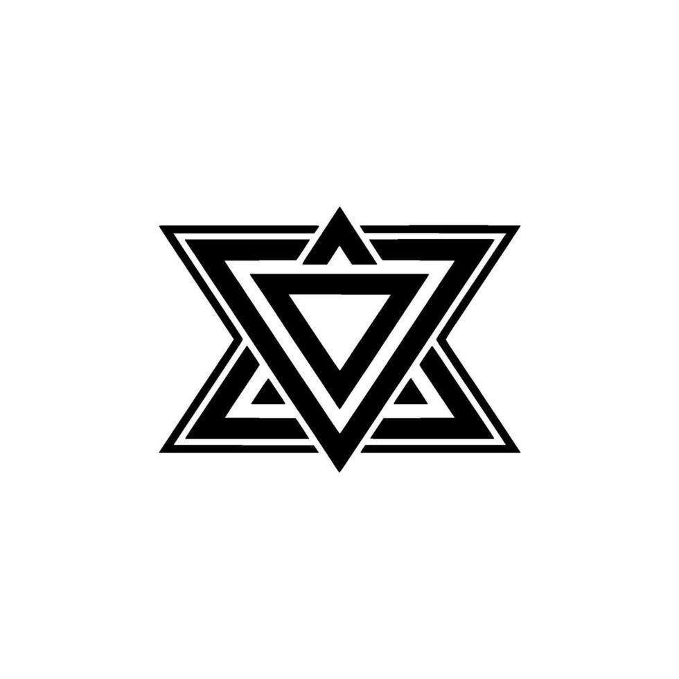 Geometric Star, Black Triangles On Gray, Minimalist Style vector