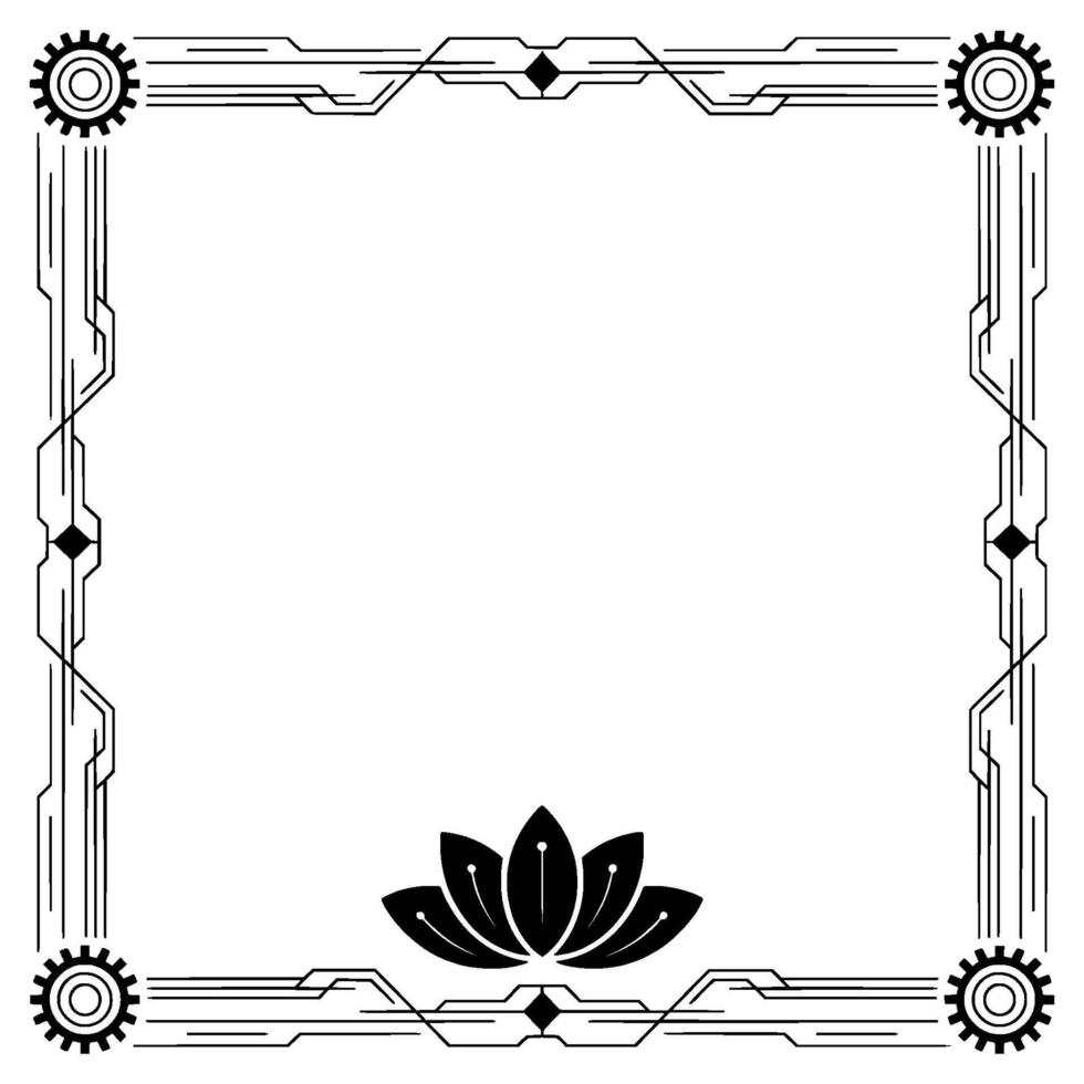 Elegant Deco Lotus Frame Geometric, Modern Invitations, Minimalist Background vector
