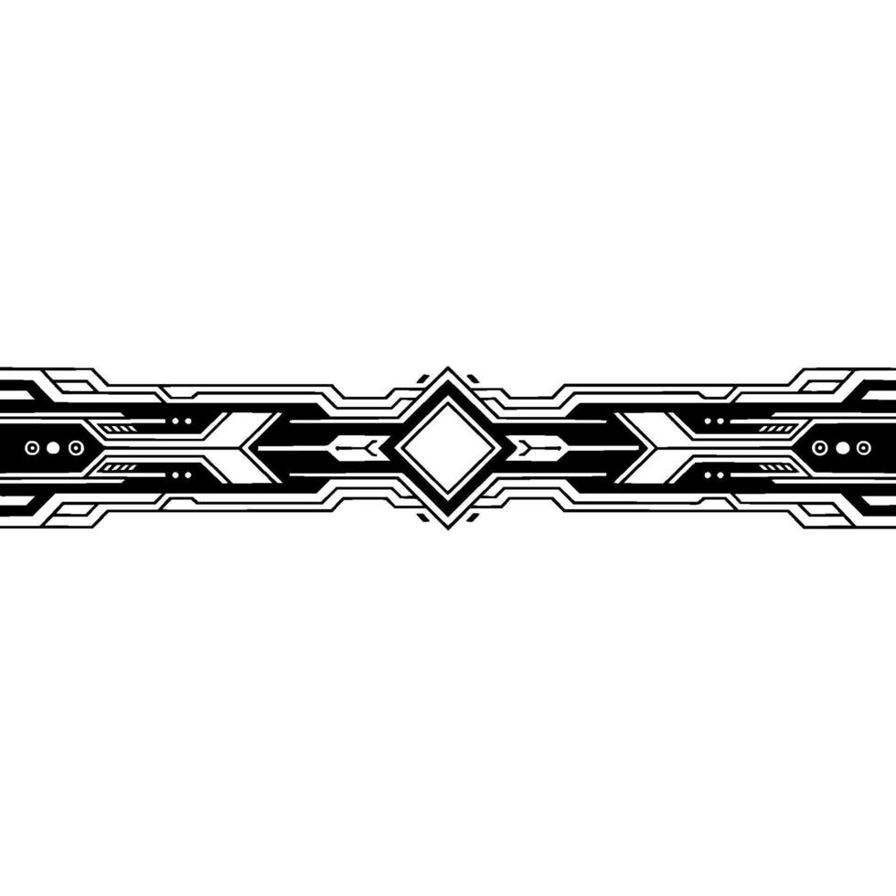 Geometric Tech Futuristic Black White Horizontal Element vector