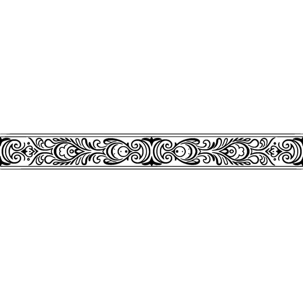Elegant Ornamental Border In Black And Silver On White vector