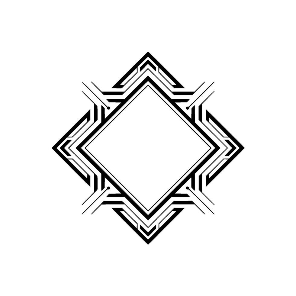 Geometric Black Diamond Frame On White, Minimalist Modern vector