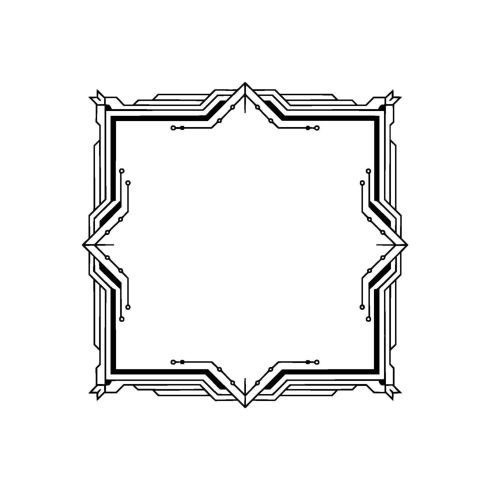 Techy Square Frame Minimalist Circuit Board On Gray vector