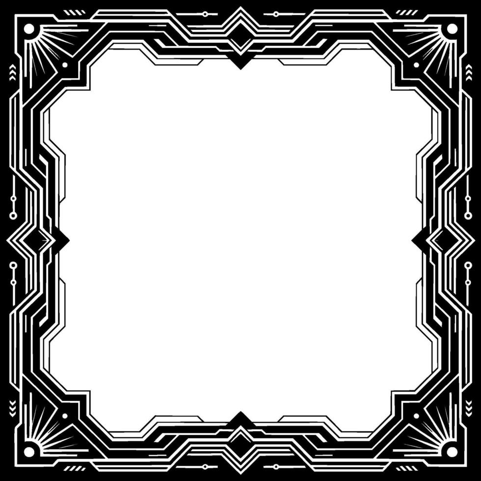 Art Deco Frame, Black And White Border, Empty Space, Ornamental vector