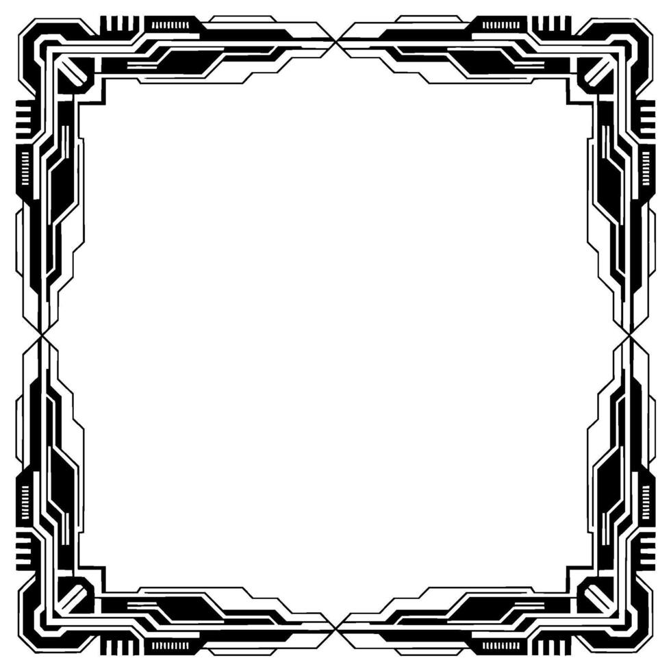 Futuristic Tech Frame, Black White Border For vector