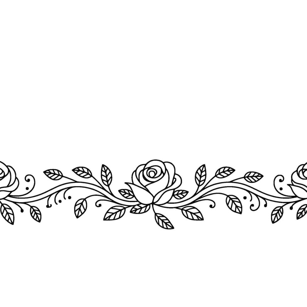 Elegant Rose Border Minimalist Floral On White vector