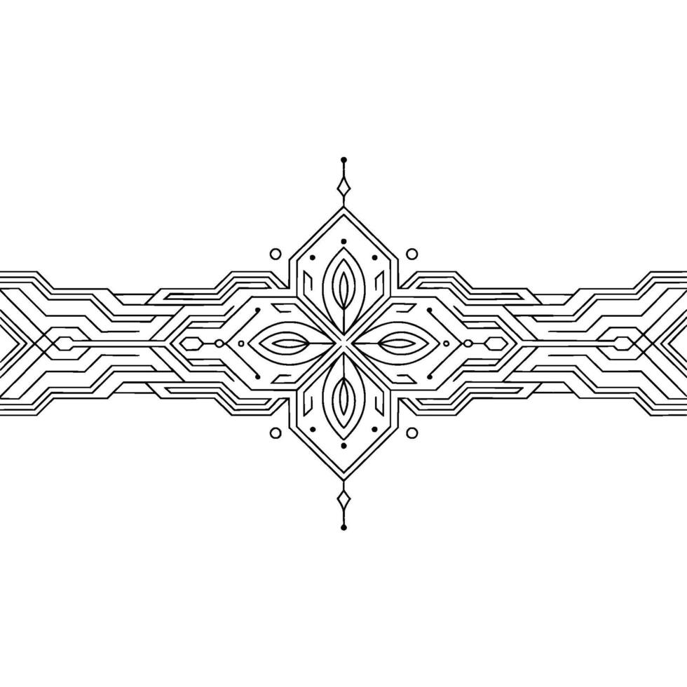Geometric Ornament With Circuitboard Texture, Minimalist vector
