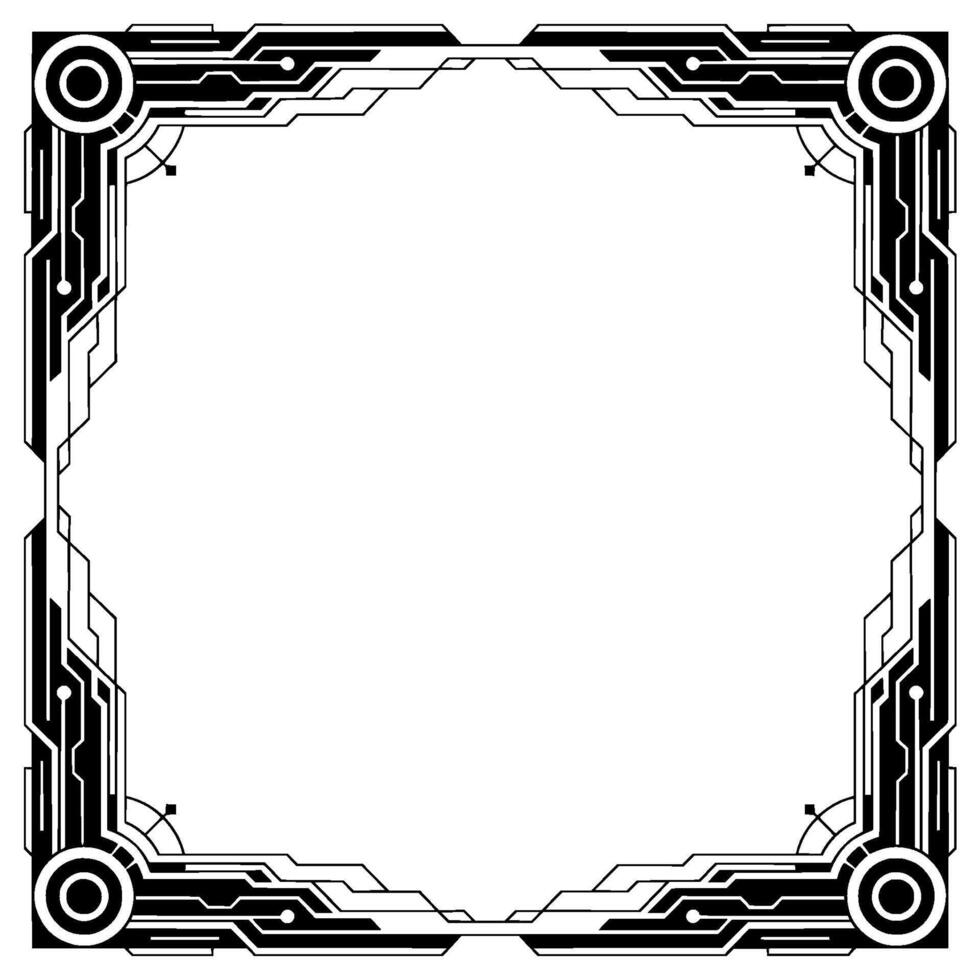 Geometric Tech Frame, Futuristic Border, Modern Deco Style, Art vector