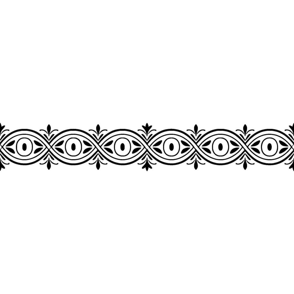 Elegant Black Floral Border With Eyeshaped Motifs On White vector