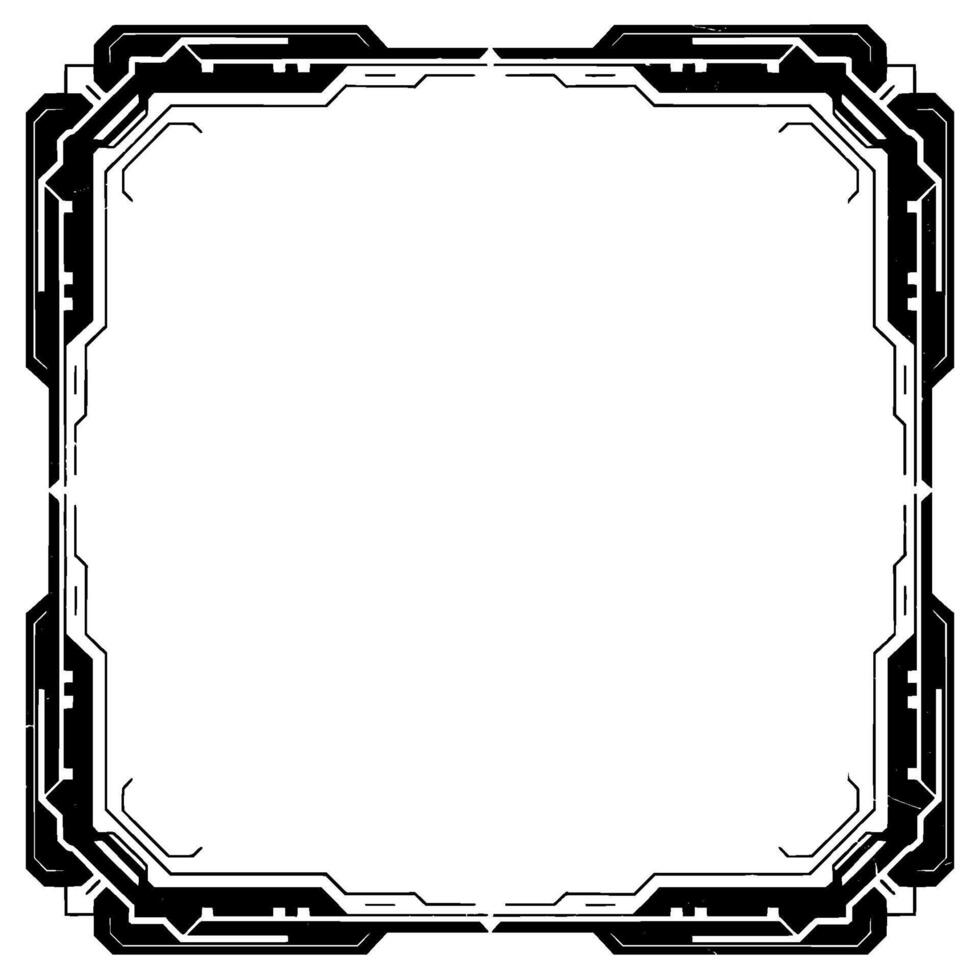 Cyberpunk Tech Frame Futuristic Border With Cyan Accents, Isolated vector