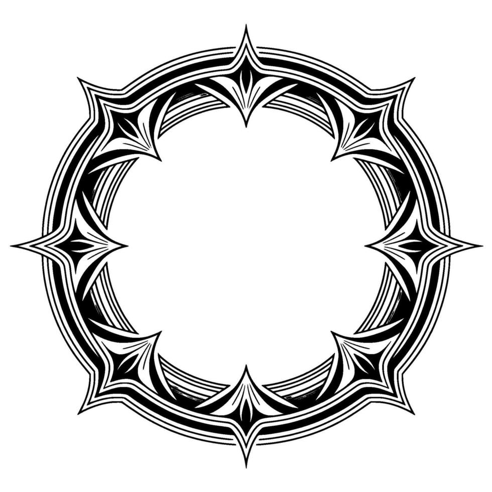 Abstract Geometric Floral Ring Ornament On White vector