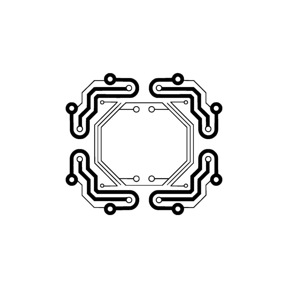 Minimalist Circuit Board On Gray Background - Circuit board vector