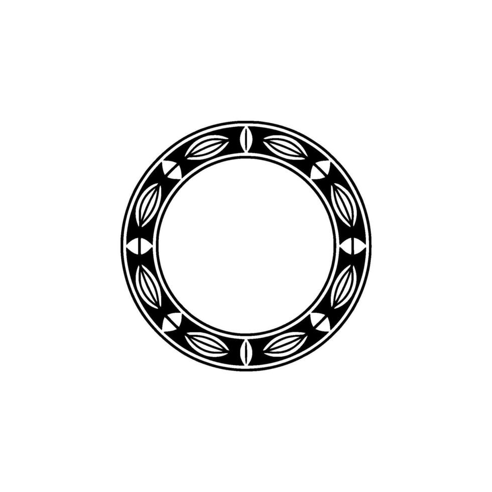 Black White Geometric Ornamental Circle Frame Element vector