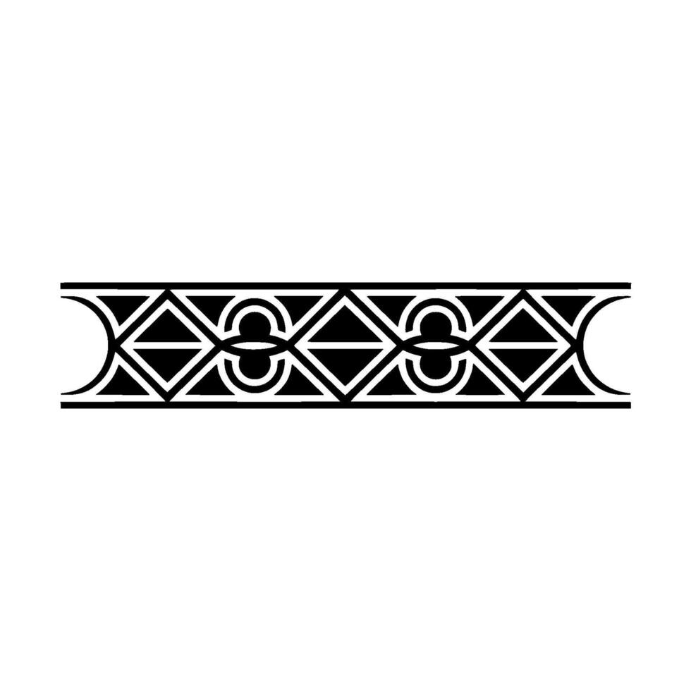 Geometric Black And White Ornamental Border On White Background - Pattern vector