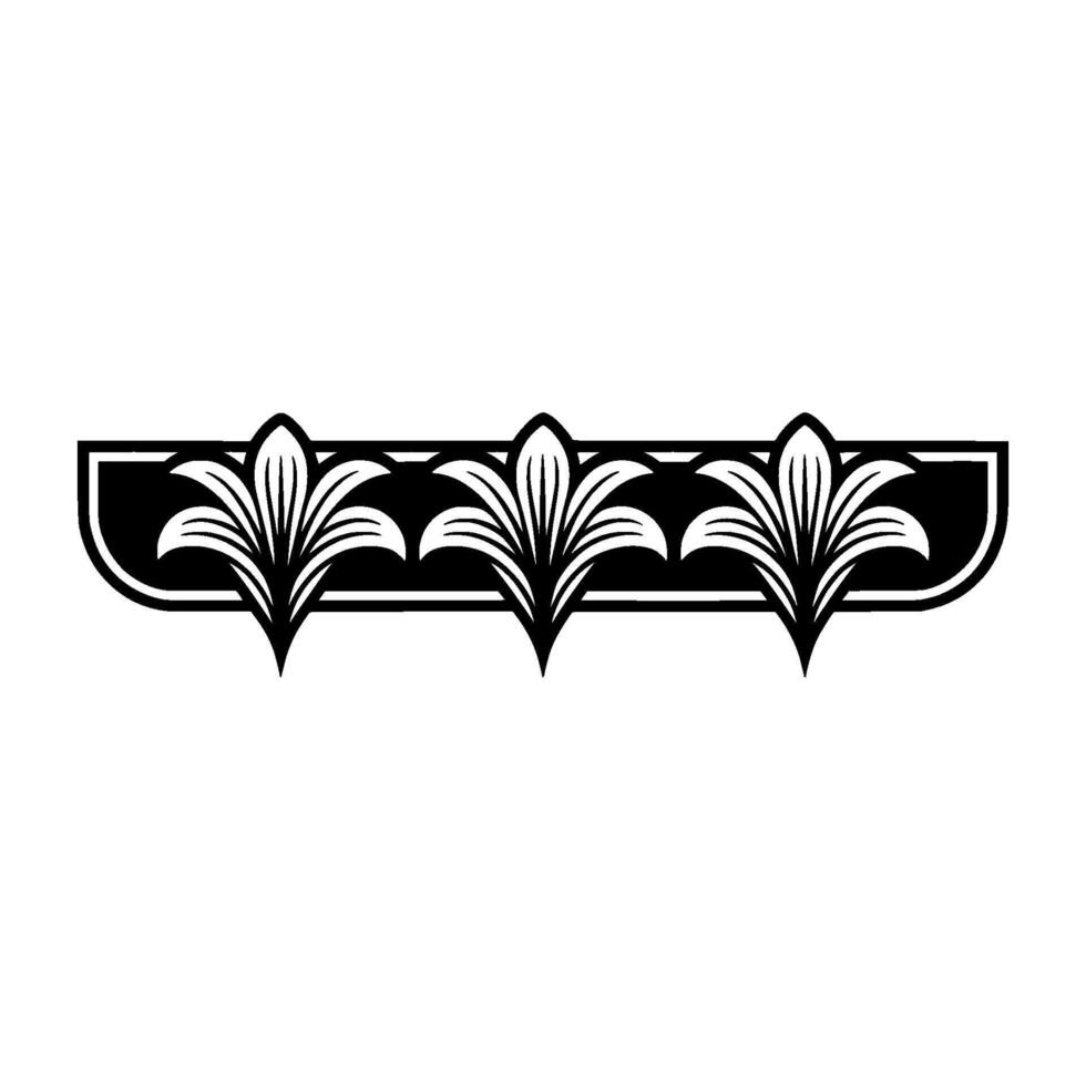 Elegant Art Deco Floral Border Element On White vector