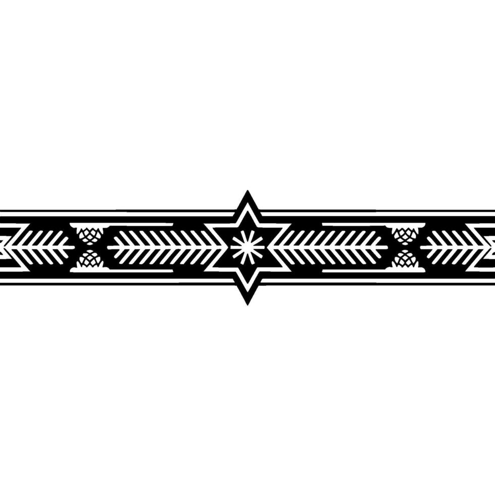 Minimalist Geometric Border With Star Motif, Black White vector