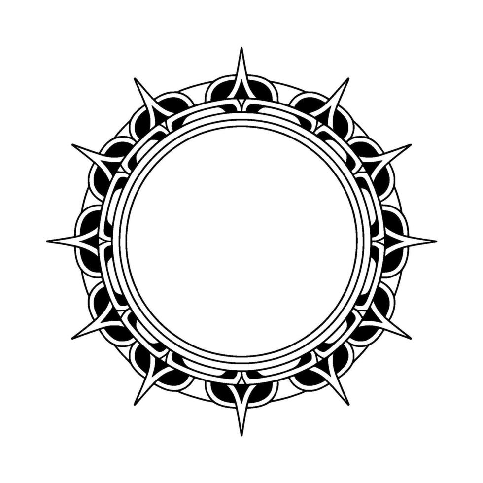Minimalist Geometric Sunburst Frame, Black White Circle Ornament vector